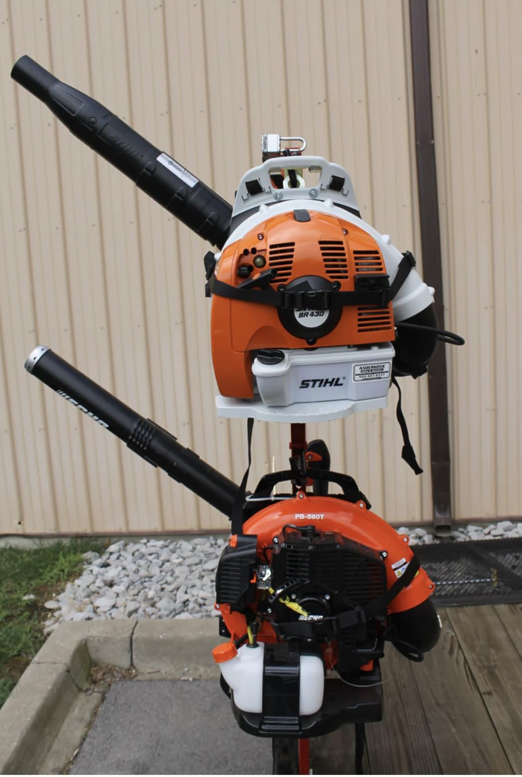 Jungle Jim'S Backpack Blower Holder Rack For 2 Blowers Lawn & Landscape Trailers