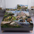 Niuone Dinosaurs Bed Sheets Set Queen For Boys 3D Realistic Dinosaur Green Fitted Sheets Set Ancient Dinosaur Theme Kids/Adults/