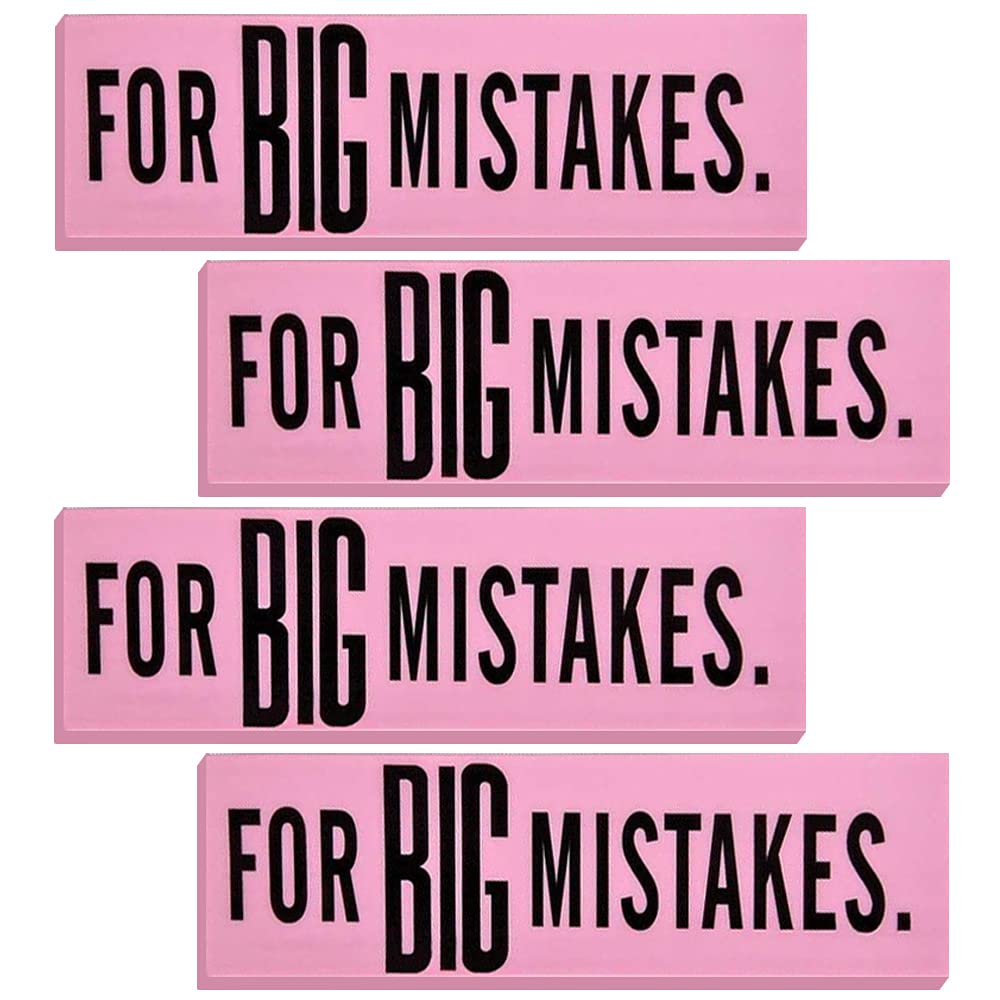 Artcreativity Pink Mistake Erasers For Kids, Pack Of 4, Really Big Erasers, 5.5 Inch Giant Pencil Rubber, Cool Back To School St