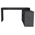 DEPOT E-SHOP Boston L-Shaped Desk, Single Door Cabinet, 2 Open Shelves, 2 Interior Shelves, Smokey Oak
