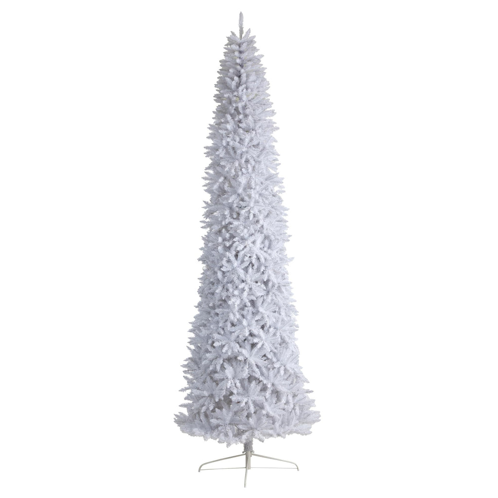 Nearly Natural 12ft. Slim White Artificial Christmas Tree with 3235 Bendable Branches