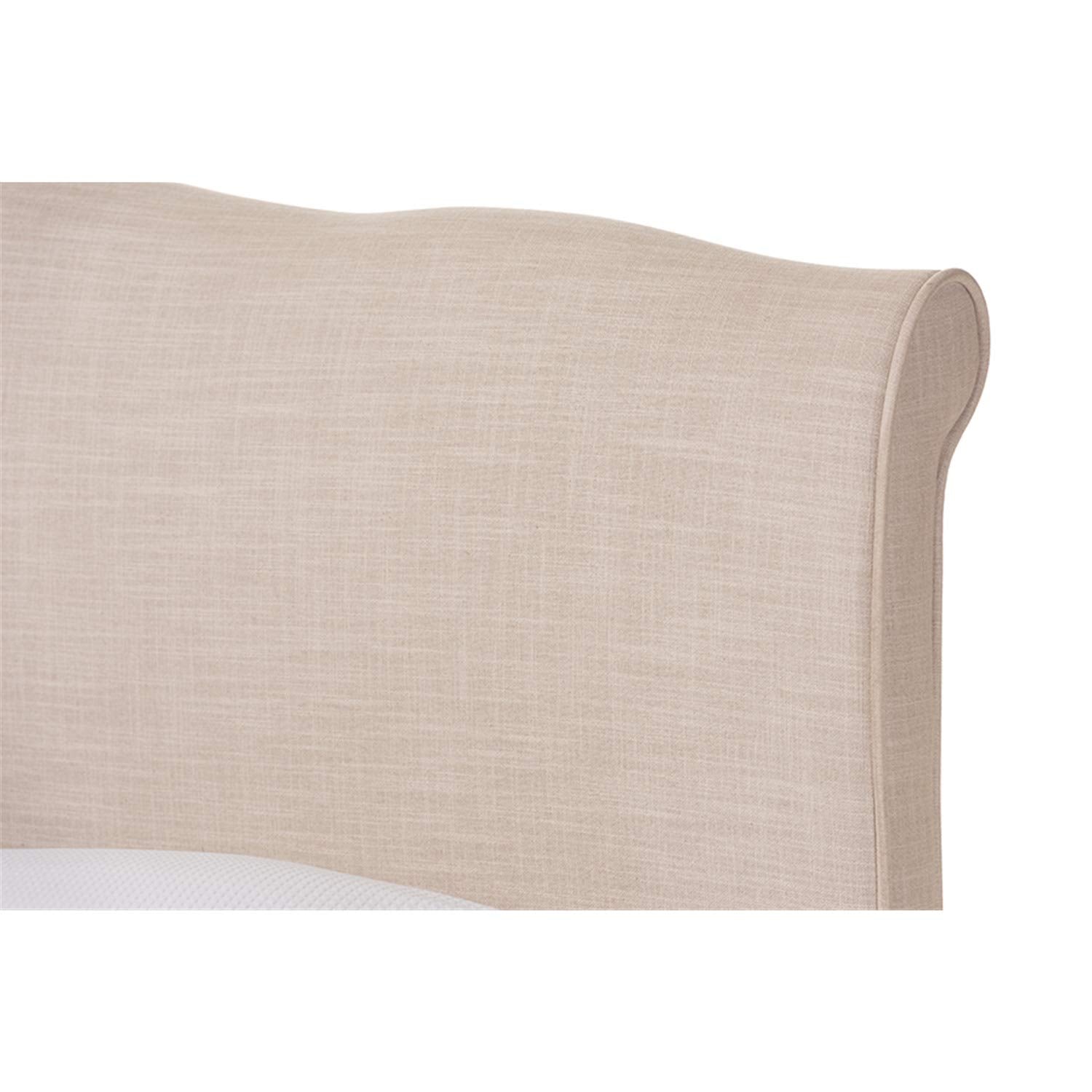 Baxton Studio Fannie French Classic Modern Style Dark Grey Polyester Fabric Queen Size Platform Bed