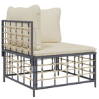 vidaXL 5-Piece Patio Lounge Set – Anthracite Poly Rattan Outdoor Furniture Set, Includes Cushions and Coffee Table, Durable and Weather-Resistant