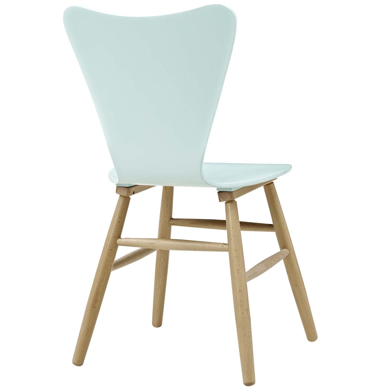 Modway Cascade Mid-Century Modern Wood Kitchen And Dining Room Chair In Light Blue