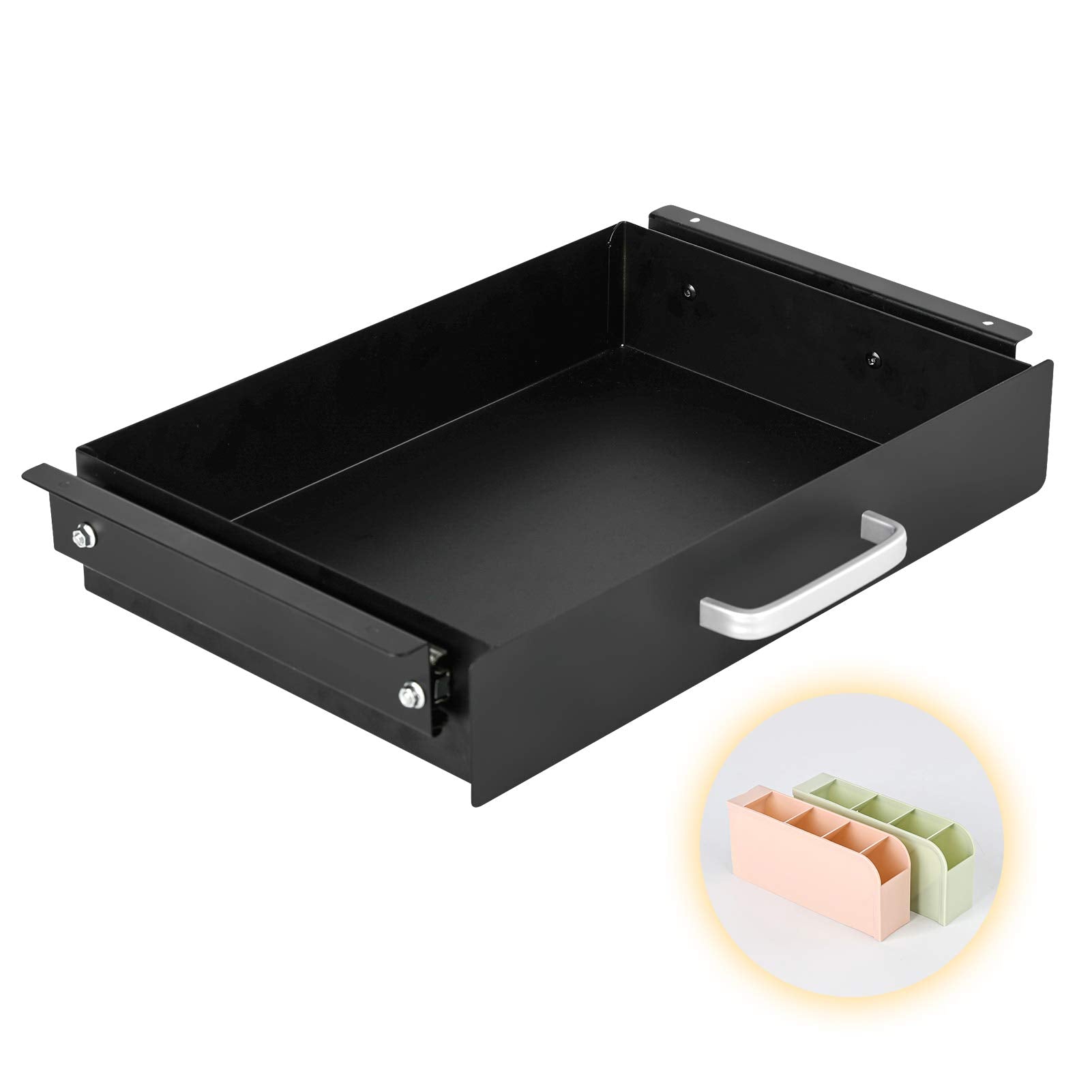 Gome Under Desk Pull-Out Drawer - Storage Organizer Office Mounted, Easy Slide-Out Pencil Drawer For Saving Space, Under Flat-To