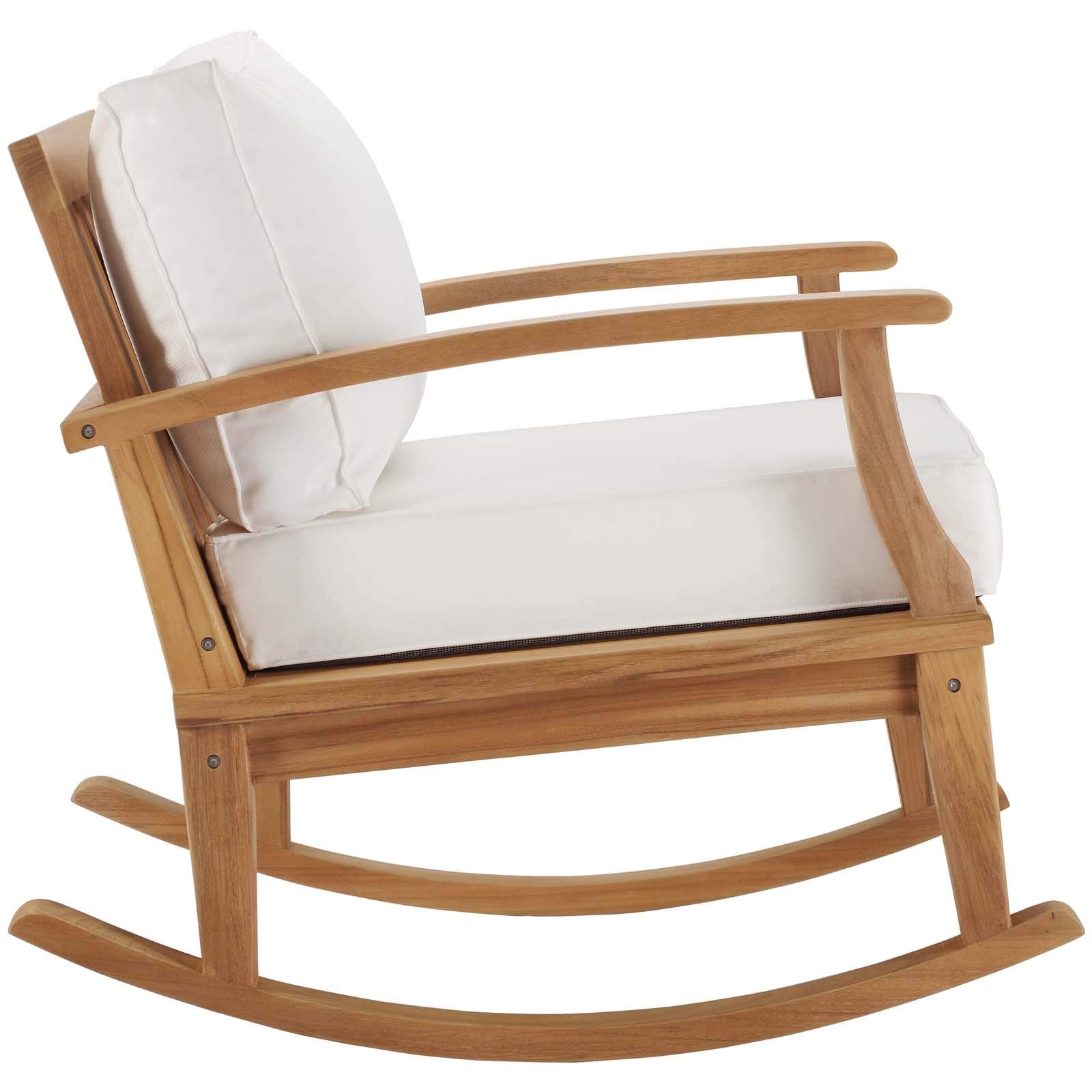 Modway Eei-4177-Nat-Whi Marina Patio Teak Rocking Chair, Natural White