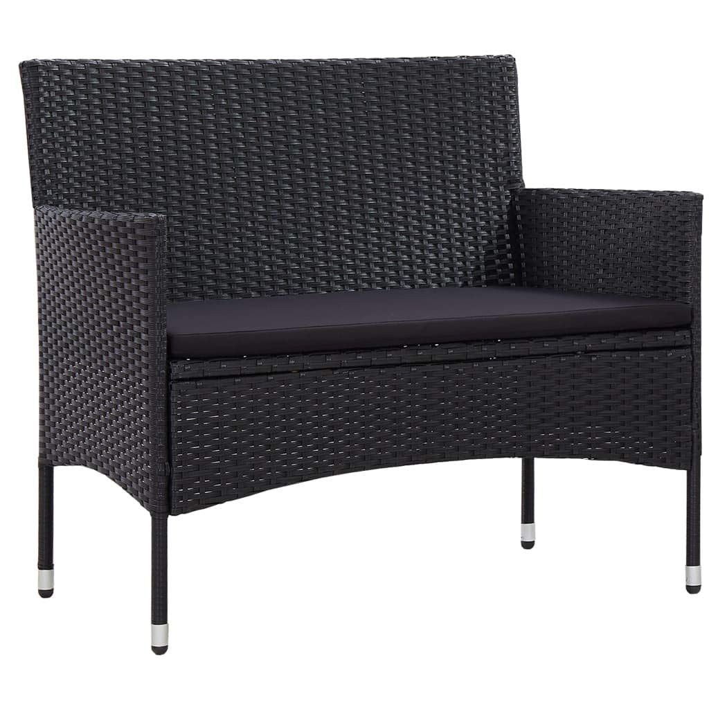 vidaXL PE Rattan Patio Lounge Set with Cushions - 4-Piece Modern and Comfortable Outdoor Seating in Black