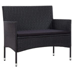 vidaXL PE Rattan Patio Lounge Set with Cushions - 4-Piece Modern and Comfortable Outdoor Seating in Black