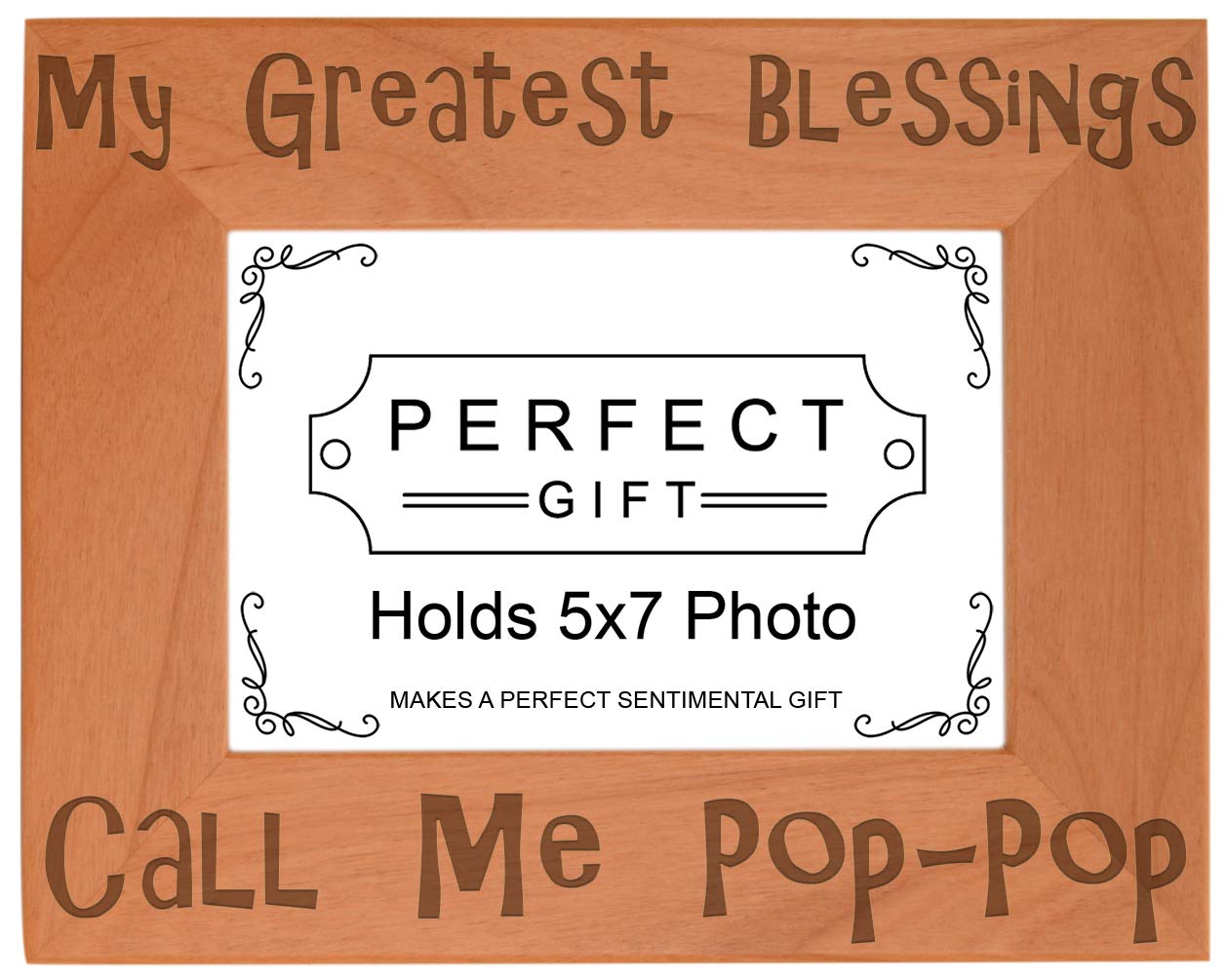 ThisWear Blessings Call Me Pop-Pop Natural Wood Engraved 5x7 Landscape Picture Frame Wood