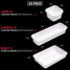 Set Of 16 Interlocking Desk Drawer Organizer Tray Dividers Plastic Shallow Narrow Drawers Organizers Separators Storage Bins Con