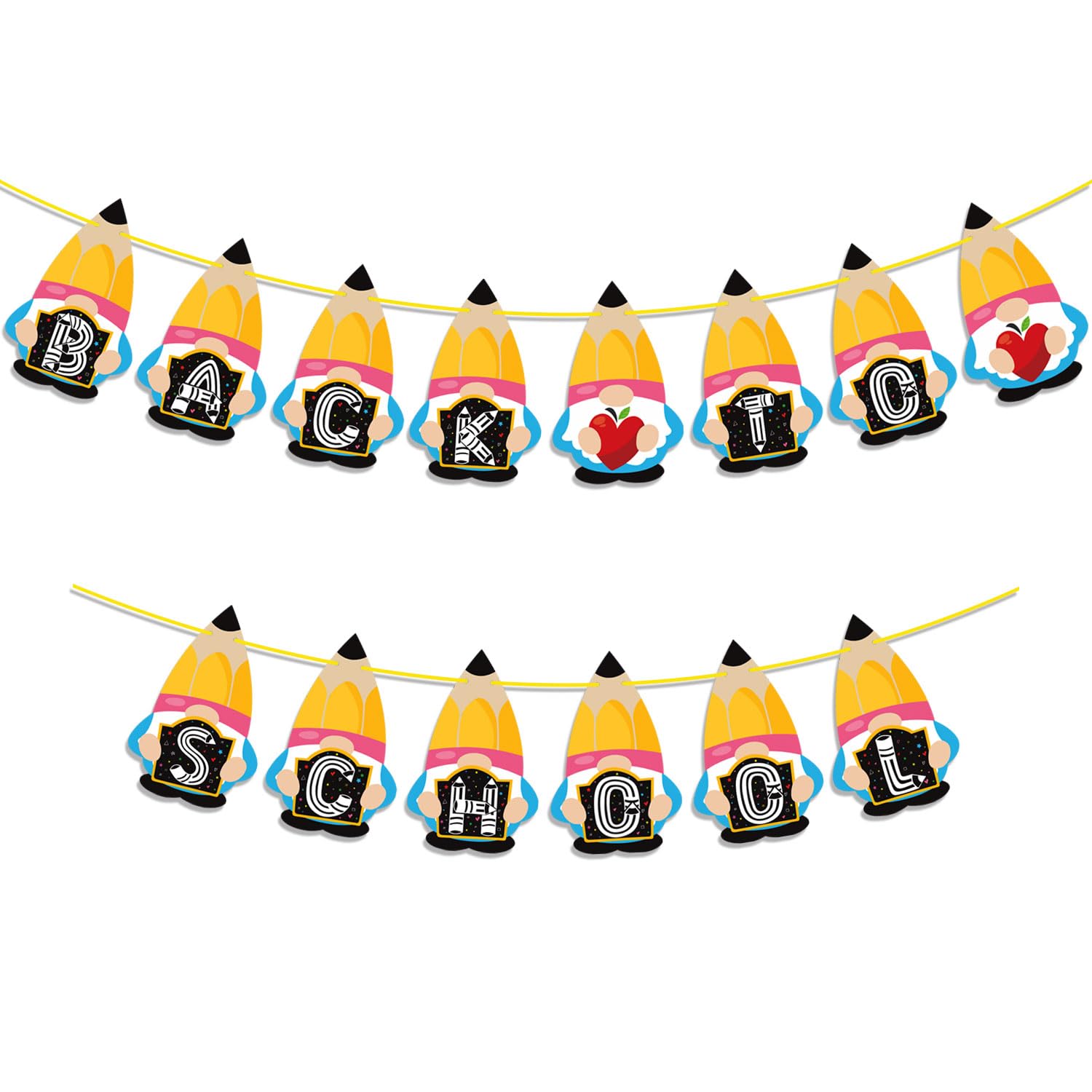 Aozer Back To School Banner - Back To School Party Decorations, First Day Of School Pencil Banner For Office Home Classroom Hang