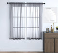 Pi 4 Panels Sheer Curtains,Small Window Treatment Light Voile With Rod Pocket For Café/Kitchen/Bedroom/Living Room(W42Xl45,Dark Grey)