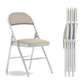 VECELO 4-Pack Folding Chairs Portable Metal with Ultra Soft PU Padded Cushion Seats for Home Office, Beige, Square