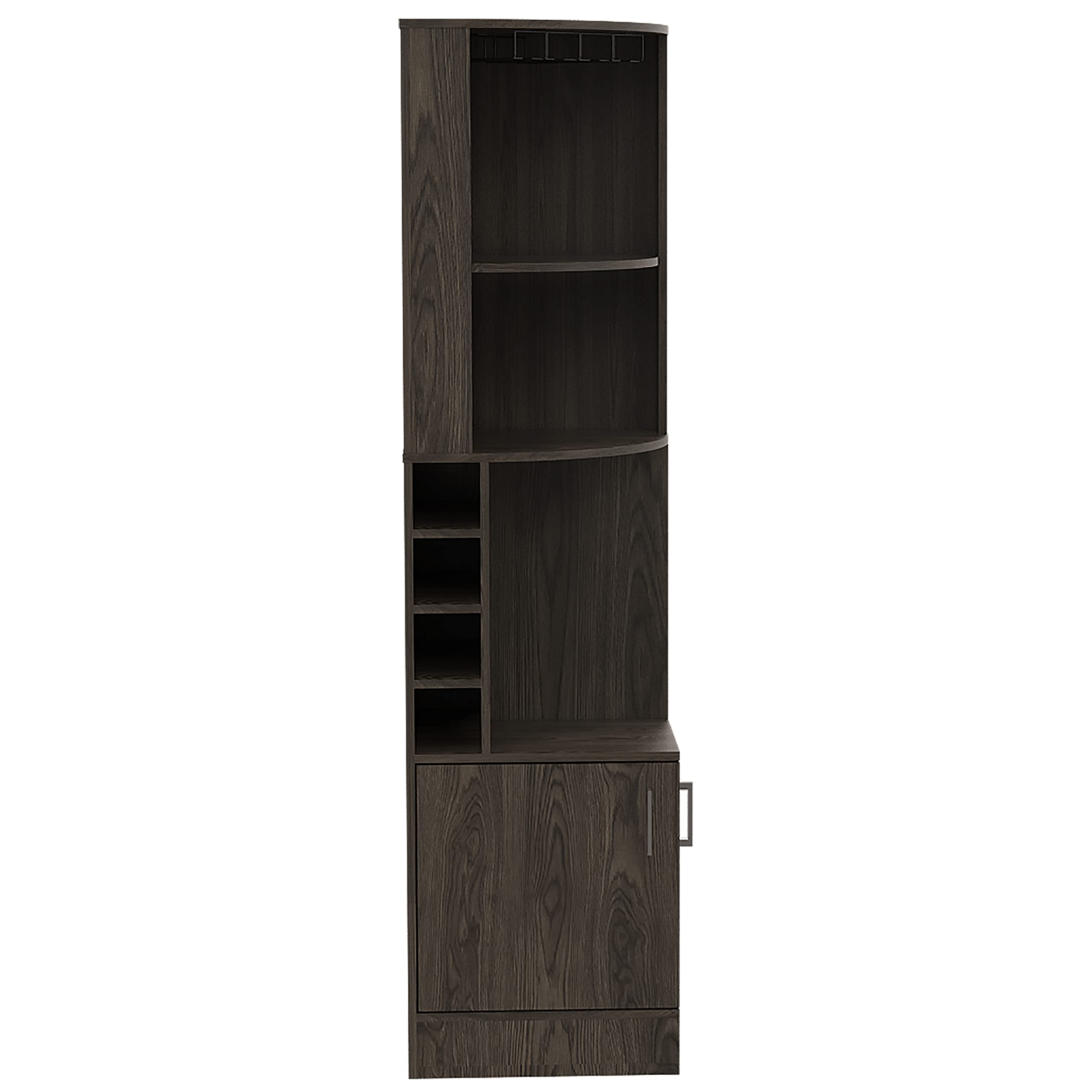 DEPOT E-SHOP Egina Corner Bar Cabinet with Two External Shelves, 71.1&quot; H, Dark Walnut, Living Room