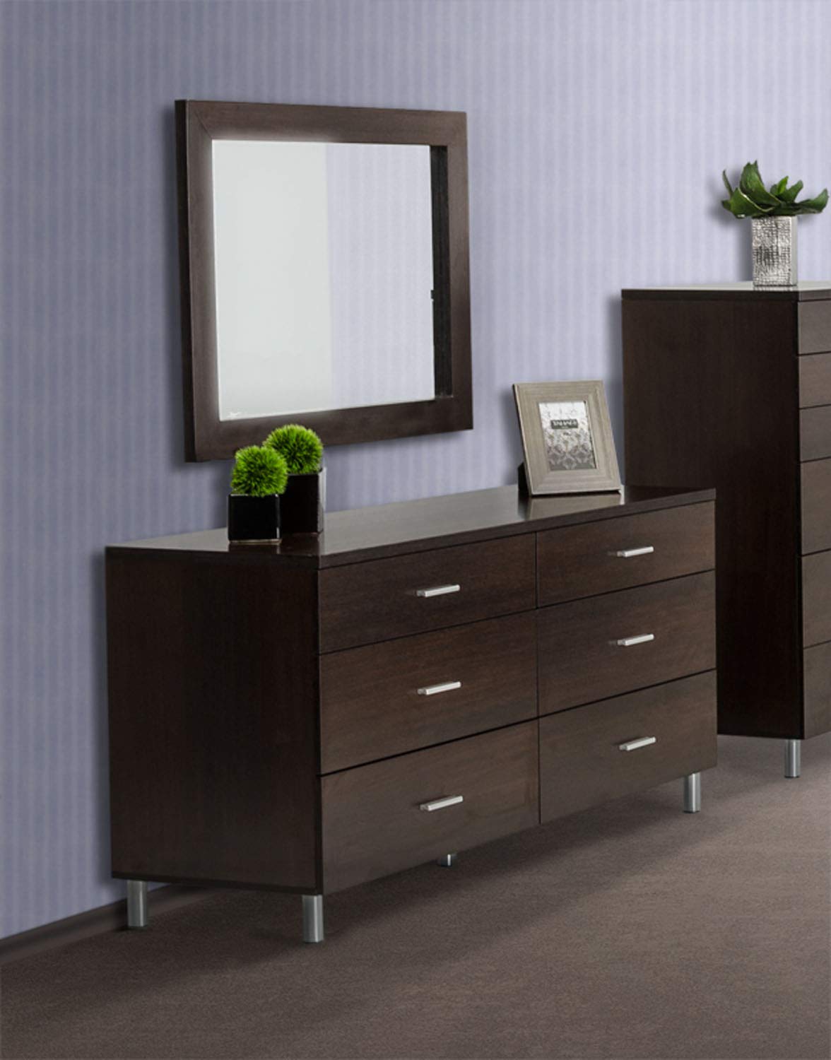 HomeRoots MDF, Glass Modern Wenge Mirror