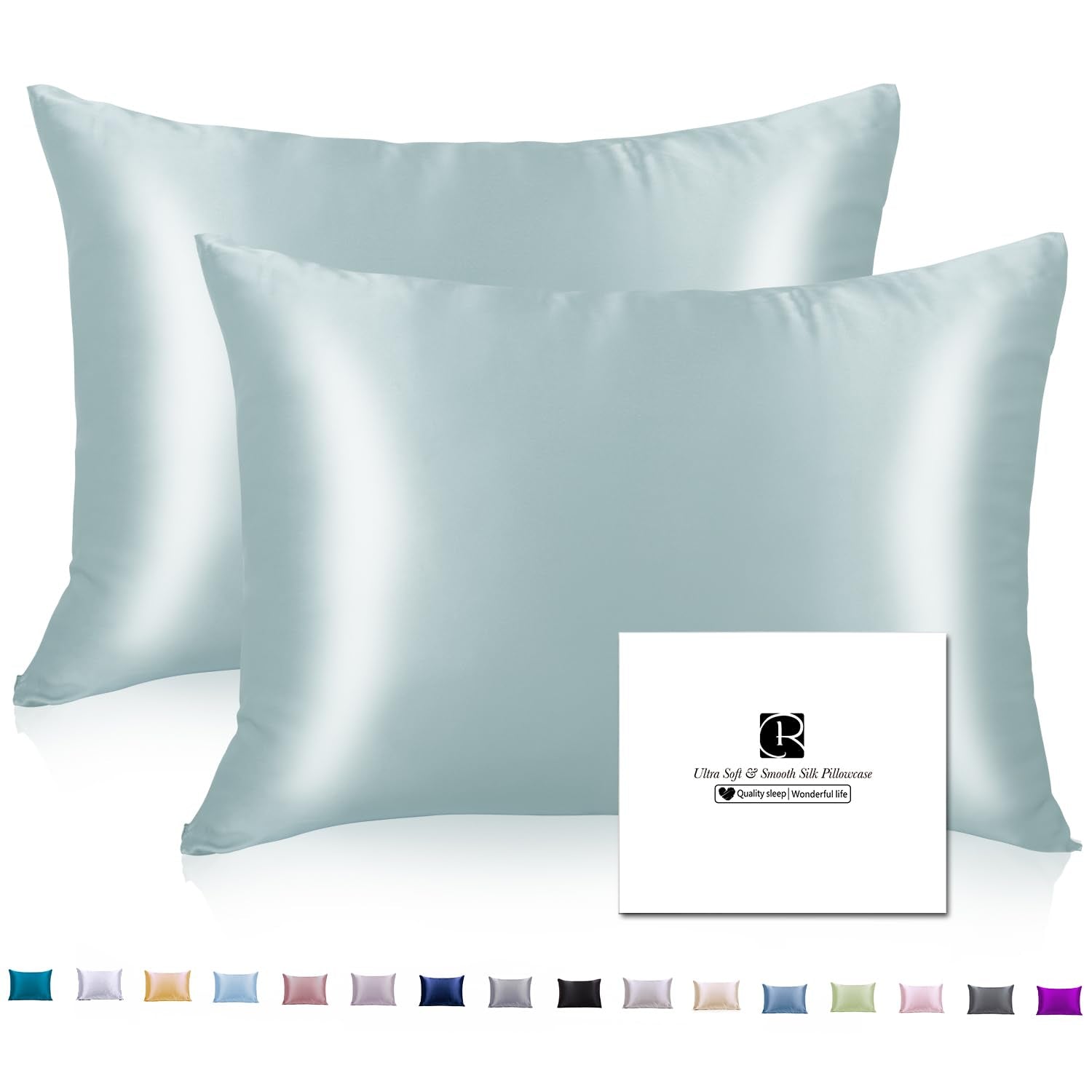 Silk Pillowcase 2 Pack For Hair And Skin With Hidden Zipper, Ravmix Both Sides 21Momme Mulberry Silk Pillowcases Set Of 2, Stand