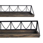 HomeRoots Multi 60% Wood 40% Metal Set of Two Wooden Wire Mesh Floating Wall Shelves