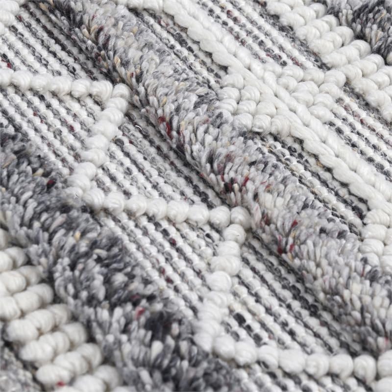 Kosas Home Tonopah 96 X 120 Geometric Polyester Fabric Area Rug In Ivory/Gray