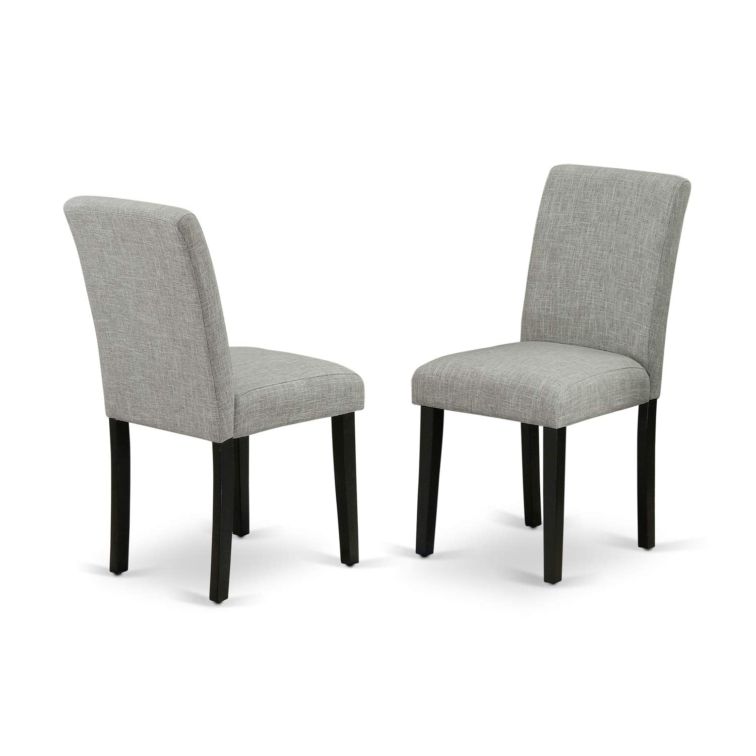 East West Furniture Lgab9-Blk-06 9 Piece Dining Room Furniture Set Includes A Rectangle Wooden Table With Butterfly Leaf And 8 Shitake Linen Fabric Parson Chairs, 42X84 Inch, Black