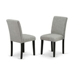 East West Furniture Lgab9-Blk-06 9 Piece Dining Room Furniture Set Includes A Rectangle Wooden Table With Butterfly Leaf And 8 Shitake Linen Fabric Parson Chairs, 42X84 Inch, Black