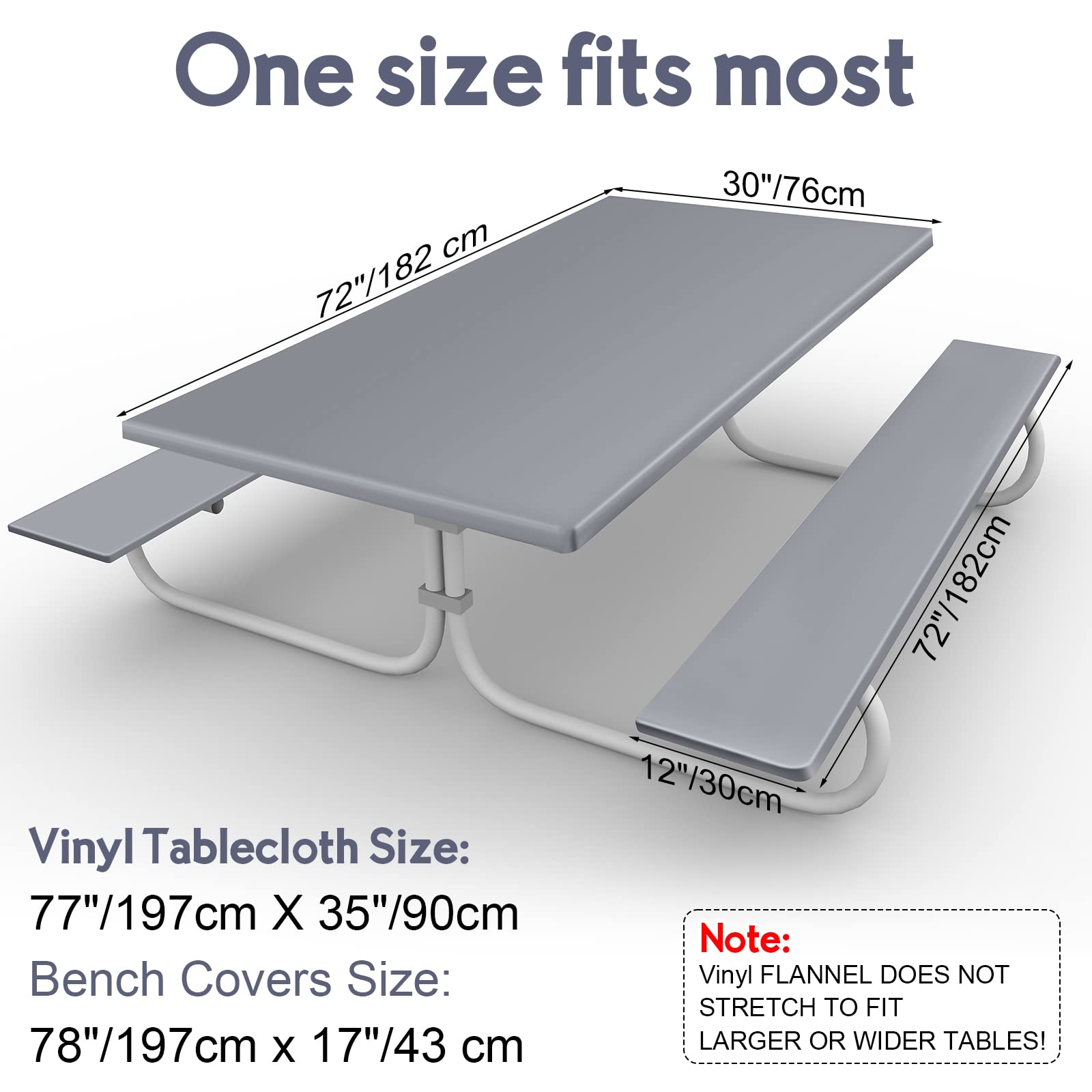3 Pcs Picnic Table And Bench Fitted Tablecloth Cover For 6 Ft Table 30 X 72 Inch Vinyl Fitted Elastic Edges Waterproof Wipeable