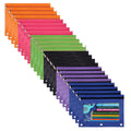 Wodison 24-Packs 3 Ring Pencil Pouch, Binder Pouches With 3 Hole, Bulk Zipper Pencil Case Suitable For Class, School, Office(6 C