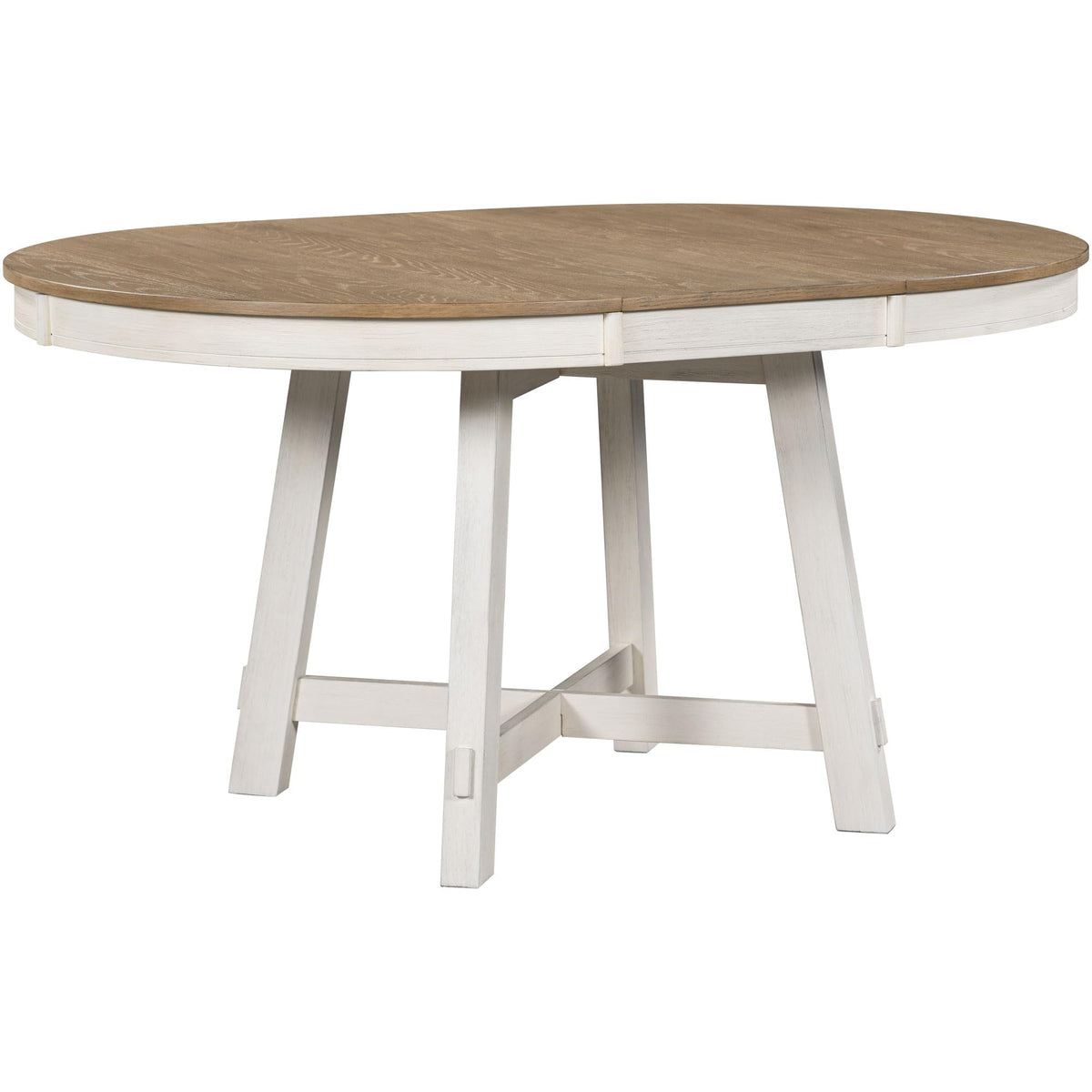 Lumisol Extendable Dining Table For 6, Solid Wood Round Kitchen Table With Removable Leaf For Small Space, Farmhouse Dinner Tabl