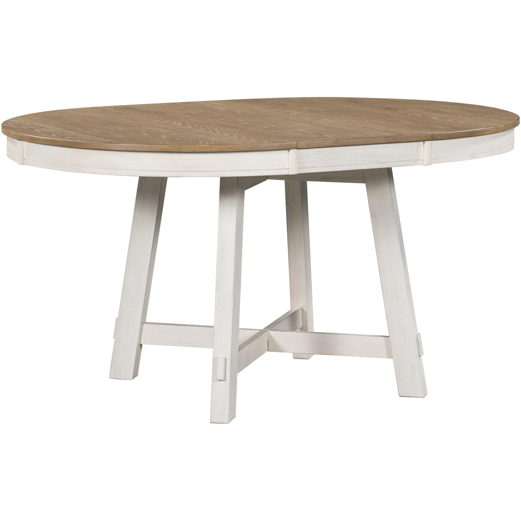 Lumisol Extendable Dining Table For 6, Solid Wood Round Kitchen Table With Removable Leaf For Small Space, Farmhouse Dinner Tabl
