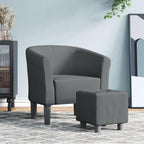 vidaXL Dark Gray Fabric Tub Chair and Footstool Set, Comfy Padded Accent Armchair with Sturdy Frame for Living Room, Bedroom, or Office