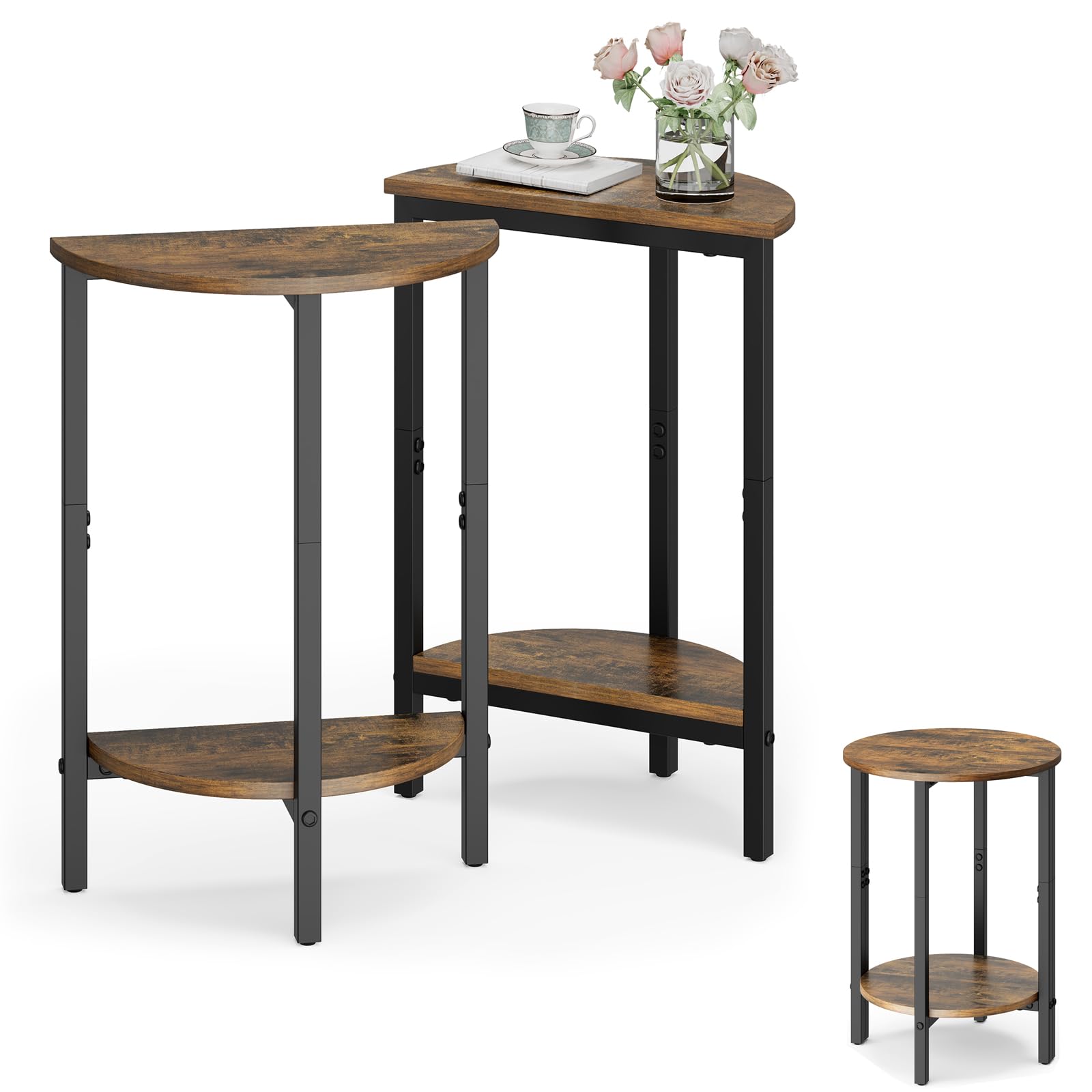 Table Left View Vagusicc Side Tables Small End Tables, Set of 2 Half Round Side Table ...