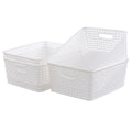 Sosody Plastic 8 L Storage Baskets, Medium Kitchen Baskets, White, 4 Packs