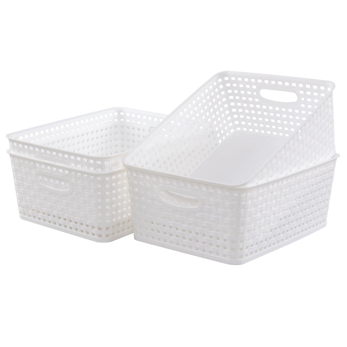 Sosody Plastic 8 L Storage Baskets, Medium Kitchen Baskets, White, 4 Packs