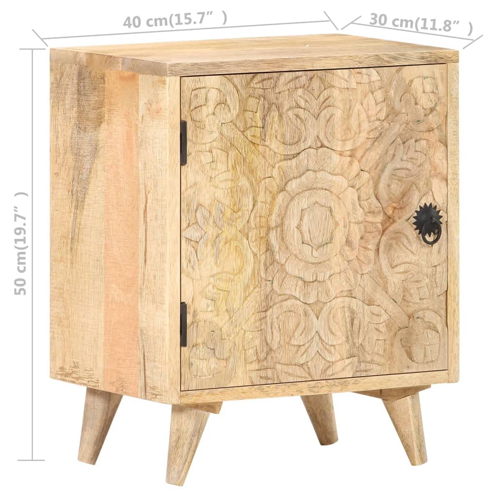 vidaXL Carved Bedside Cabinet - Thumbnail 2