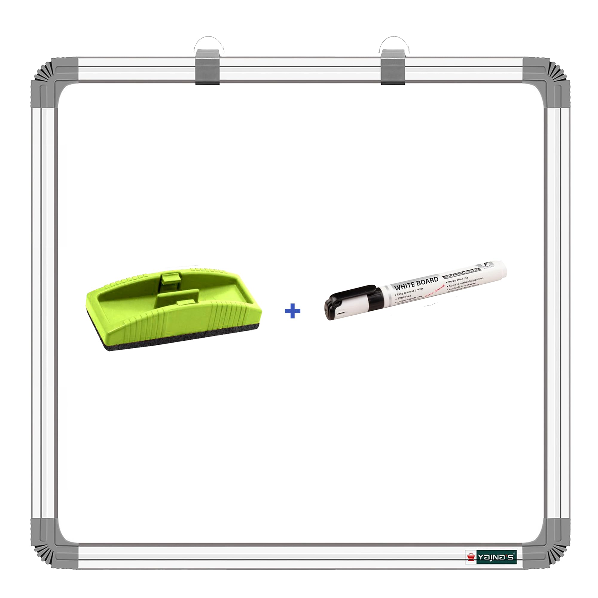 Yajnas Non-Magnetic 3X3 Feet Double Sided Whiteboard & Chalkboard Both Side Writing Board With 1 Marker And 1 Duster - Set Of 3 