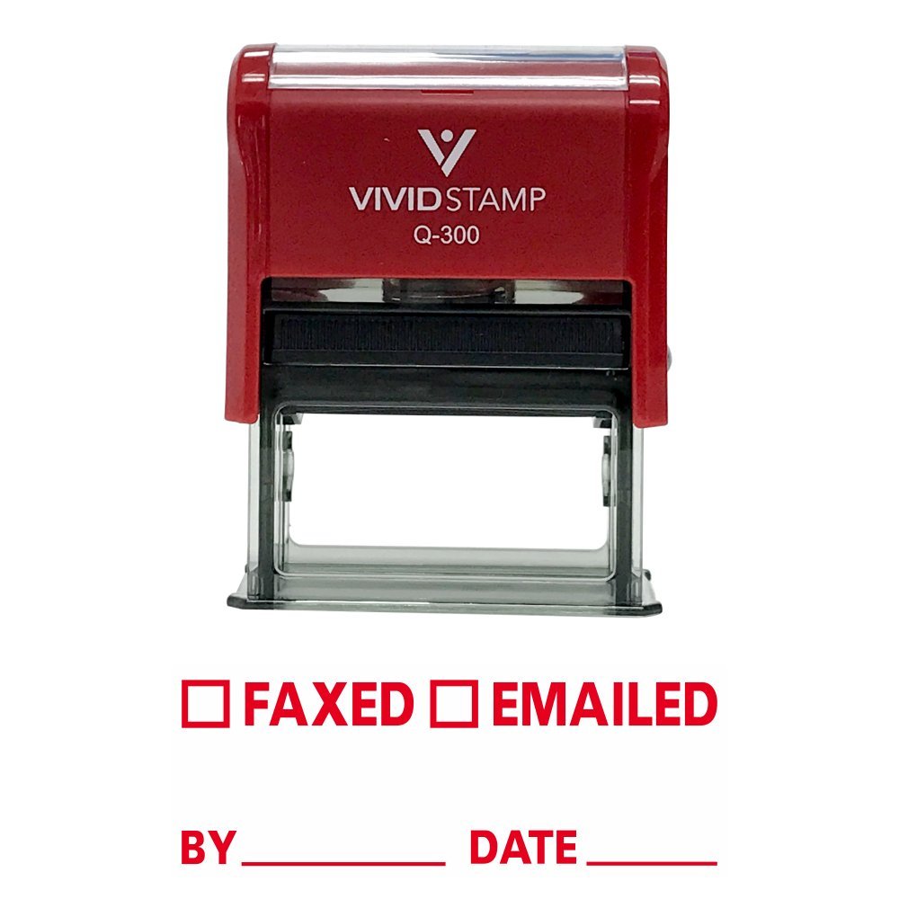 Faxed Emailed By Date Self Inking Rubber Stamp (Red Ink) - Large