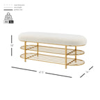 Npd Furniture And More Frisly Fabric W/Shelf, Shearling Beige Bench