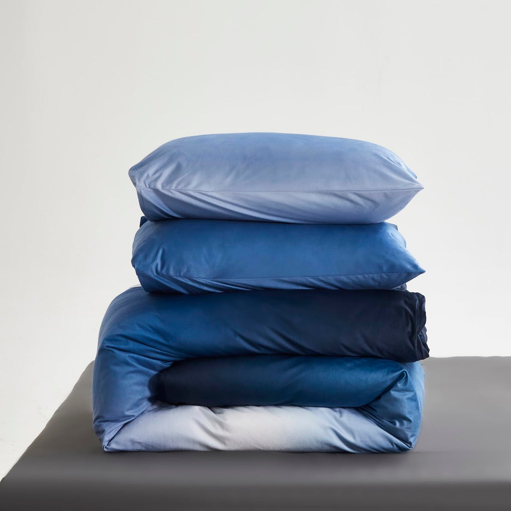 Karever Blue White Gradient Comforter Set Cal King Blue Velvet Bedding Comforter Modern Plain White And Royal Blue Gradient Soft