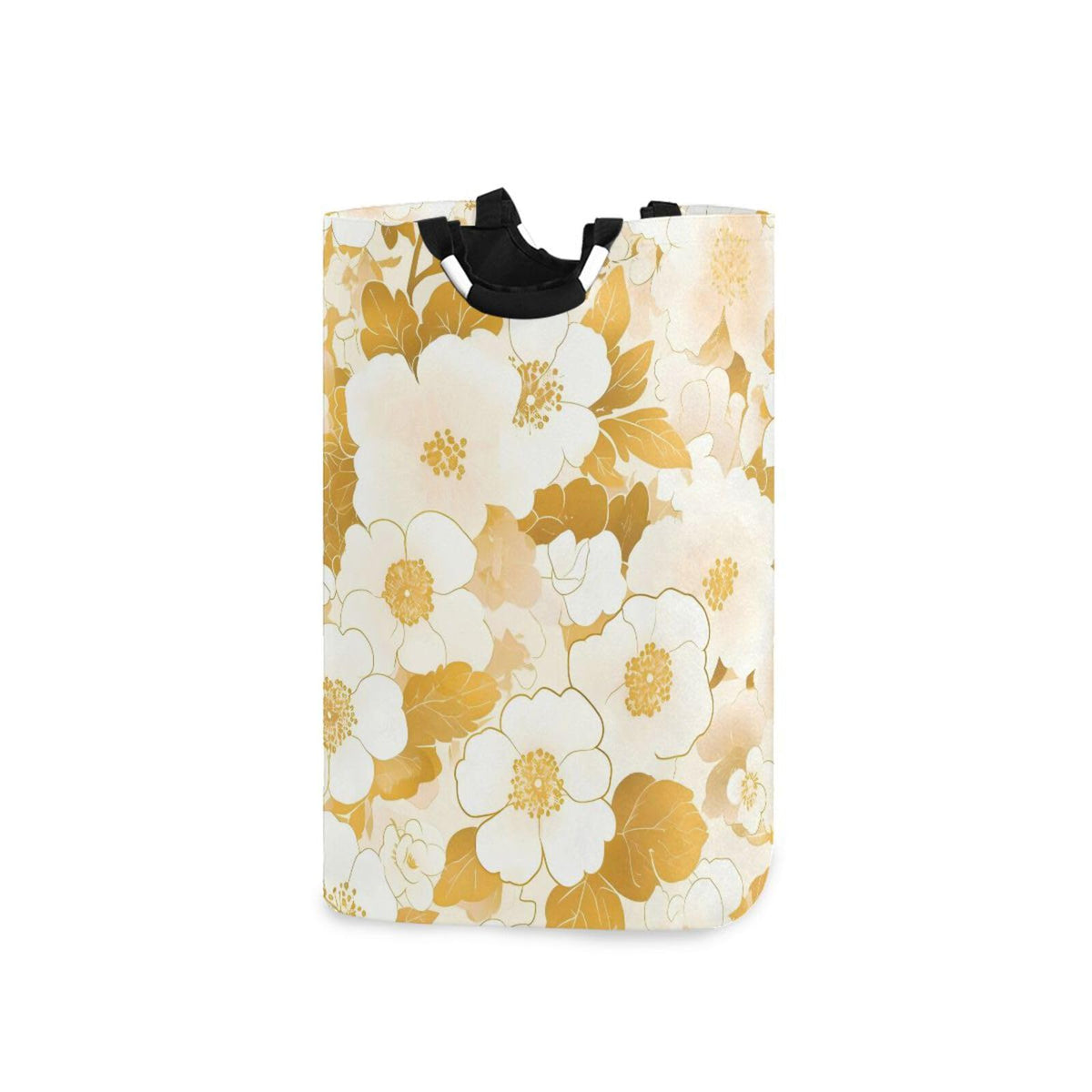 White and Gold Vintage Flowers laundry baskets, collapsable and waterproof baskets organization and storage boxes with sturdy ha