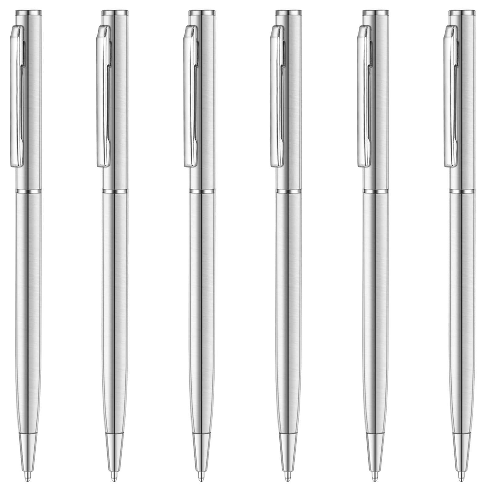 Unibene Slim Stainless Steel Retractable Ballpoint Pens, Nice Gift For Business Office Students Teachers Wedding Christmas, Medi