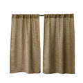 Valea Home Soft Burlap Short Curtains Rustic Natural Tan Rod Pocket Curtain Panels for Small Window 45 inch Length Cafe Kitchen 