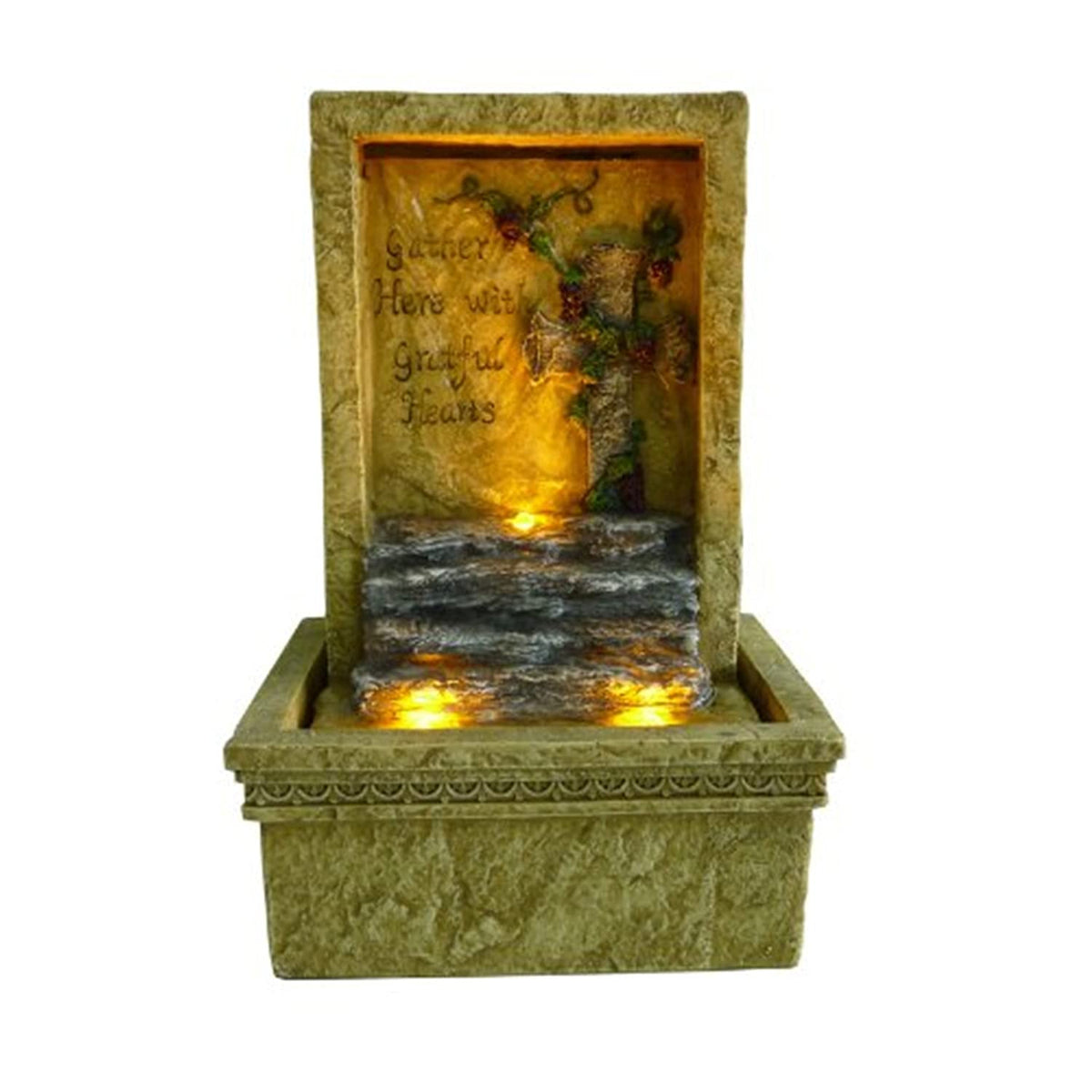 Ok Lighting Ft-1207/1L Tabletop Graceful Led Fountain, 6&quot; X 4.5&quot; X 9&quot;,Gray