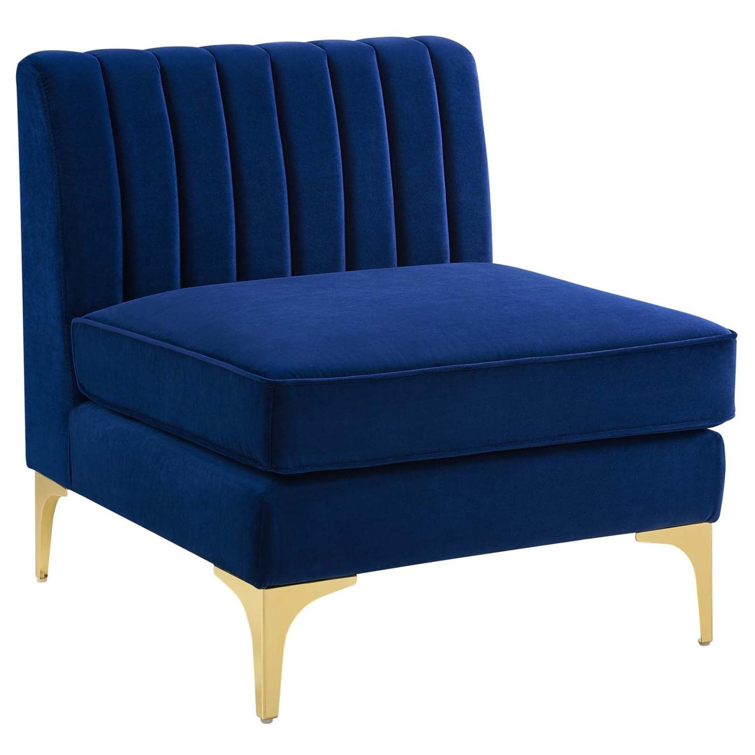 Modway Eei-3984-Nav Triumph Channel Tufted Performance Velvet Armless Chair, Navy