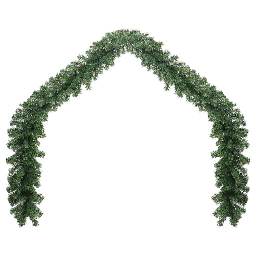 vidaXL Weather Resistant PVC Christmas Garland - 16ft Long Evergreen Indoor/Outdoor Decoration with 450 Branches - Vibrant Green Holiday Decor