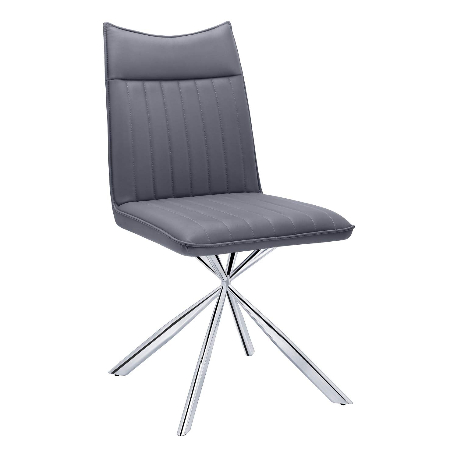 Monarch Specialties 1214, Set Of 2, Side, Upholstered, Kitchen, Room, Pu, Contemporary, Modern Dining Chair, 18.5&quot; L X 23.50&quot; W X 36.25&quot; H, Grey Leather-Look/Chrome Metal
