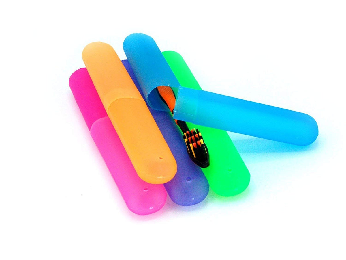 PUTHAK Travel Toothbrush Case Holder Pack of 5 Portable Toothbrush Storage Assorted Color Portable Travel Hiking Camping Toothbr