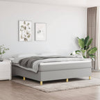 vidaXL California King-Size Box Spring Bed Frame – 72"x83.9" – Modern Style, Light Gray Fabric, Plywood & Engineered Wood Construction – Easy Assembly Required
