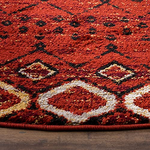 Safavieh Amsterdam Collection 8' Round Terracotta/Multi Ams108D Moroccan Boho Non-Shedding Living Room Dining Bedroom Foyer Area