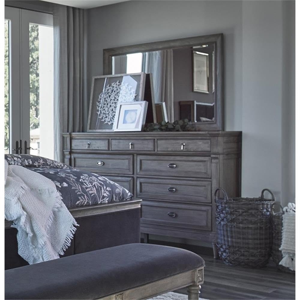 Coaster Home Furnishings Alderwood Transitional 65-inch 9-Drawer Bedroom Dresser Clothing Storage Cabinet Wide Chest of Drawers Organizer Unit French Grey 223123
