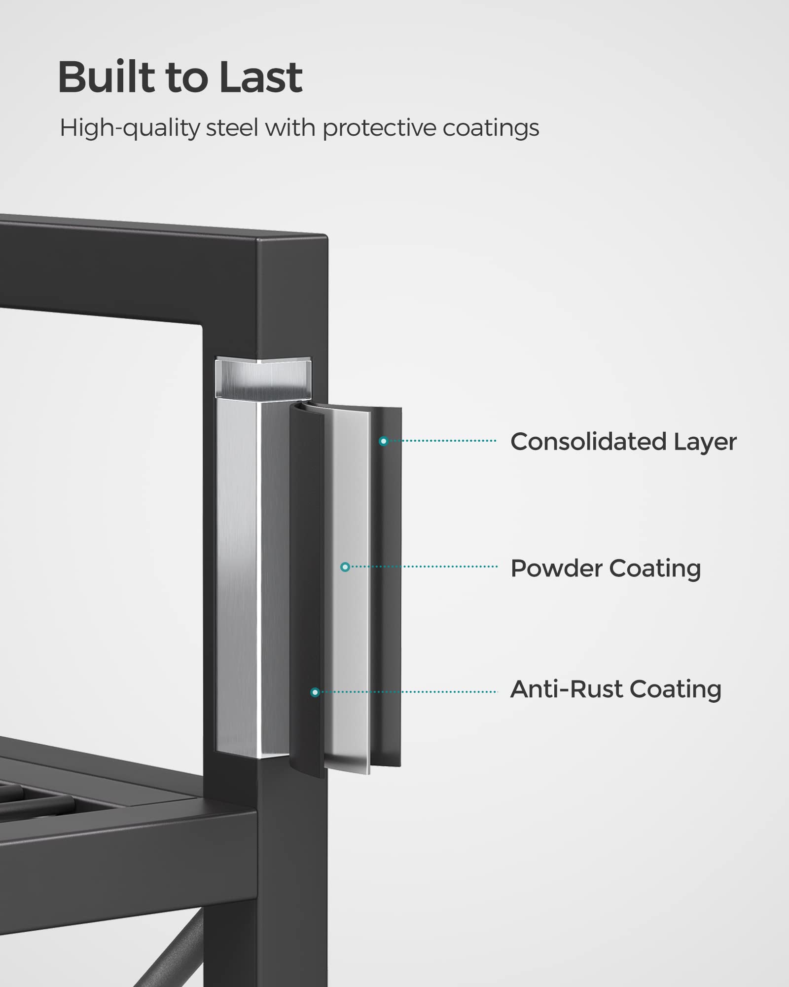 Songmics 5-Tier Metal Storage Rack, Shelving Unit With X Side Frames, Dense Mesh, 12.6 X 23.6 X 57.3 Inches, For Entryway, Kitchen, Living Room, Bathroom, Industrial Style, Ink Black Ubsc165B01