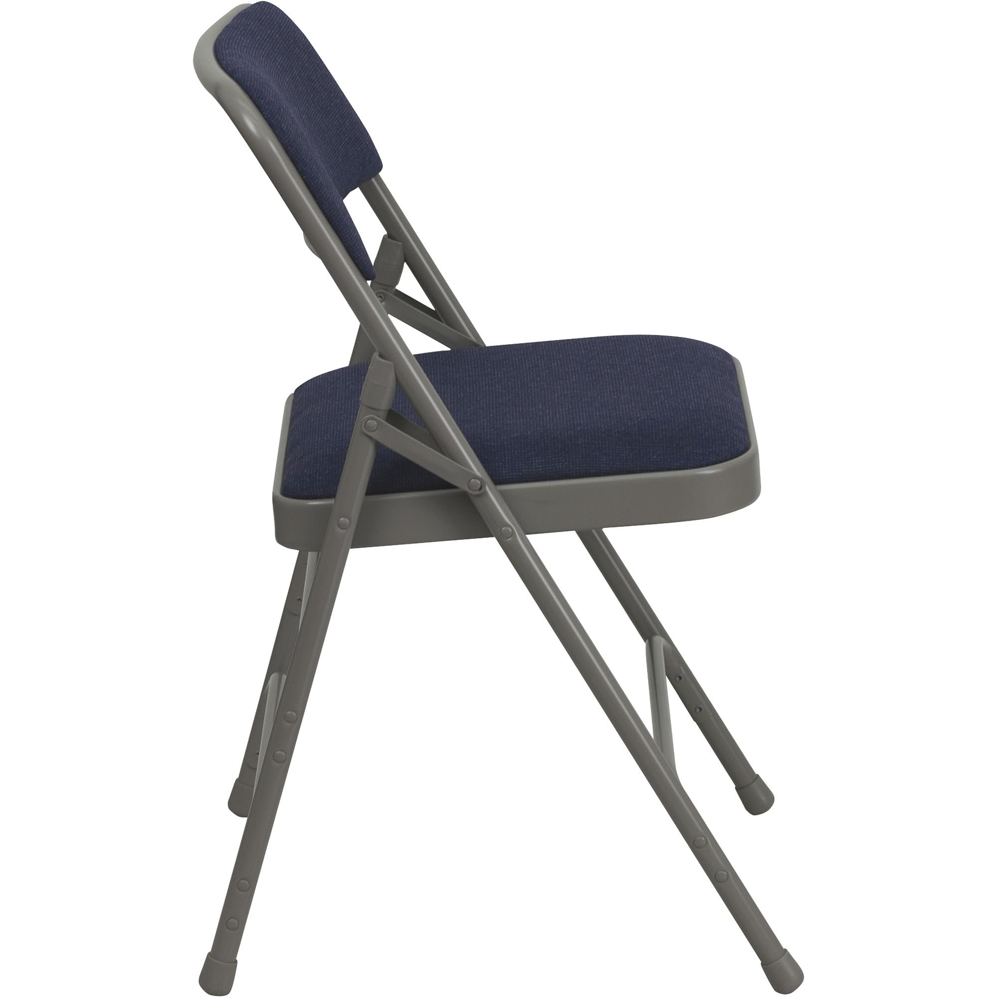 Flash Furniture HERCULES Series Curved Triple Braced & Double Hinged Navy Fabric Metal Folding Chair